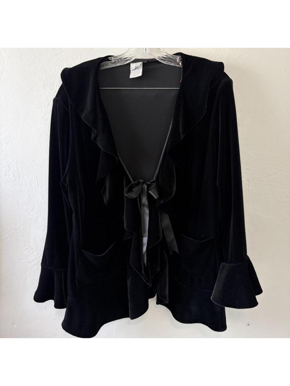 Vintage Alain Weiz Couture Black Velvet Ruffle Jacket
